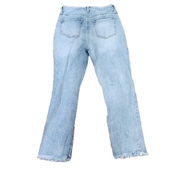 Wonderly Distressed Hi-rise Jeans Denim Stretch cropped straight 30" waist 12 - Picture 3 of 6